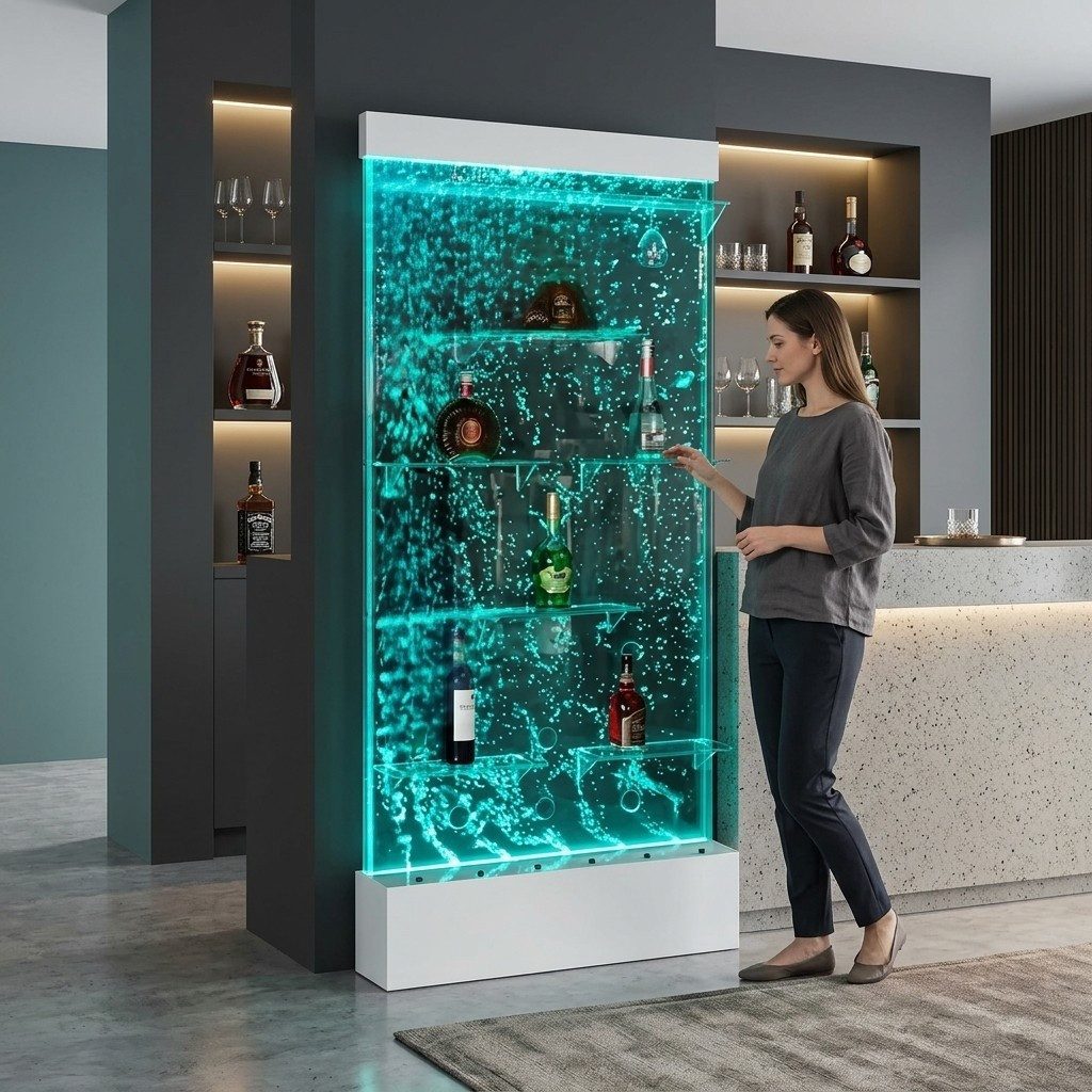 JVmoebel Barschrank Regale Beleuchtet Led Wasser Wand Bar Säule Wassersäulen Theke Made in Europa