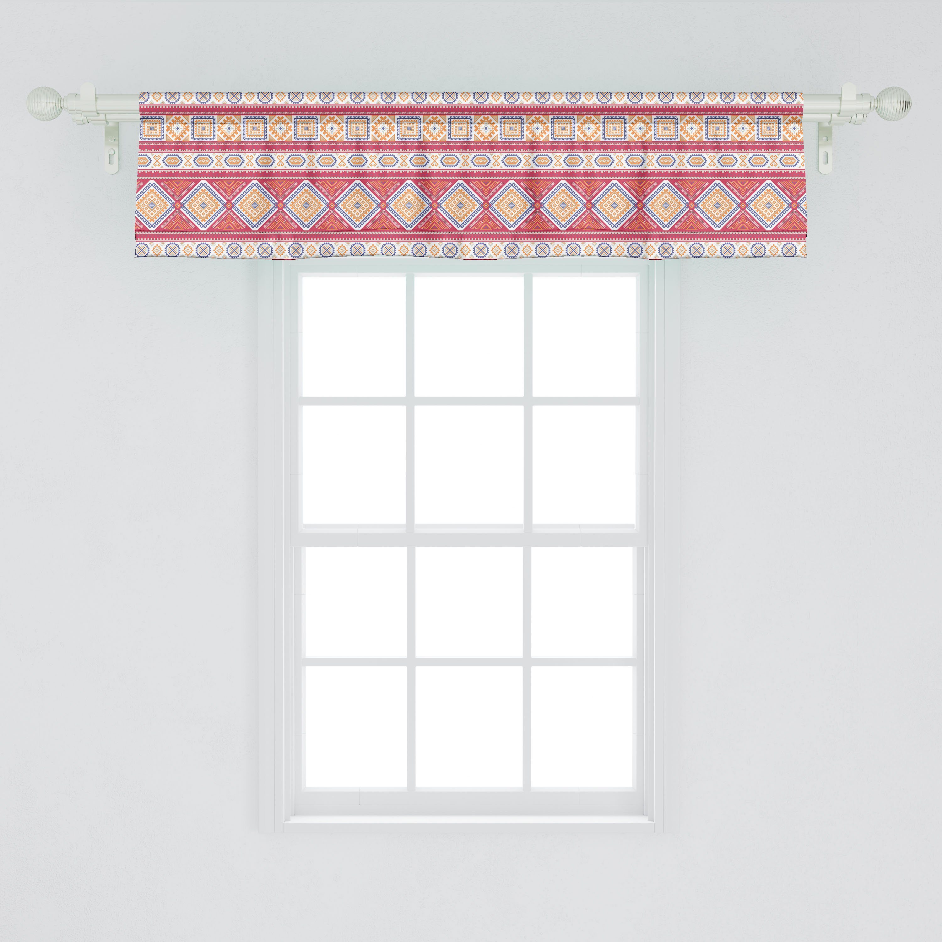 Scheibengardine Vorhang Volant für Küche Abakuhaus, mit Stangentasche, Element Motive Aztec Schlafzimmer Microfaser, Dekor Stammes