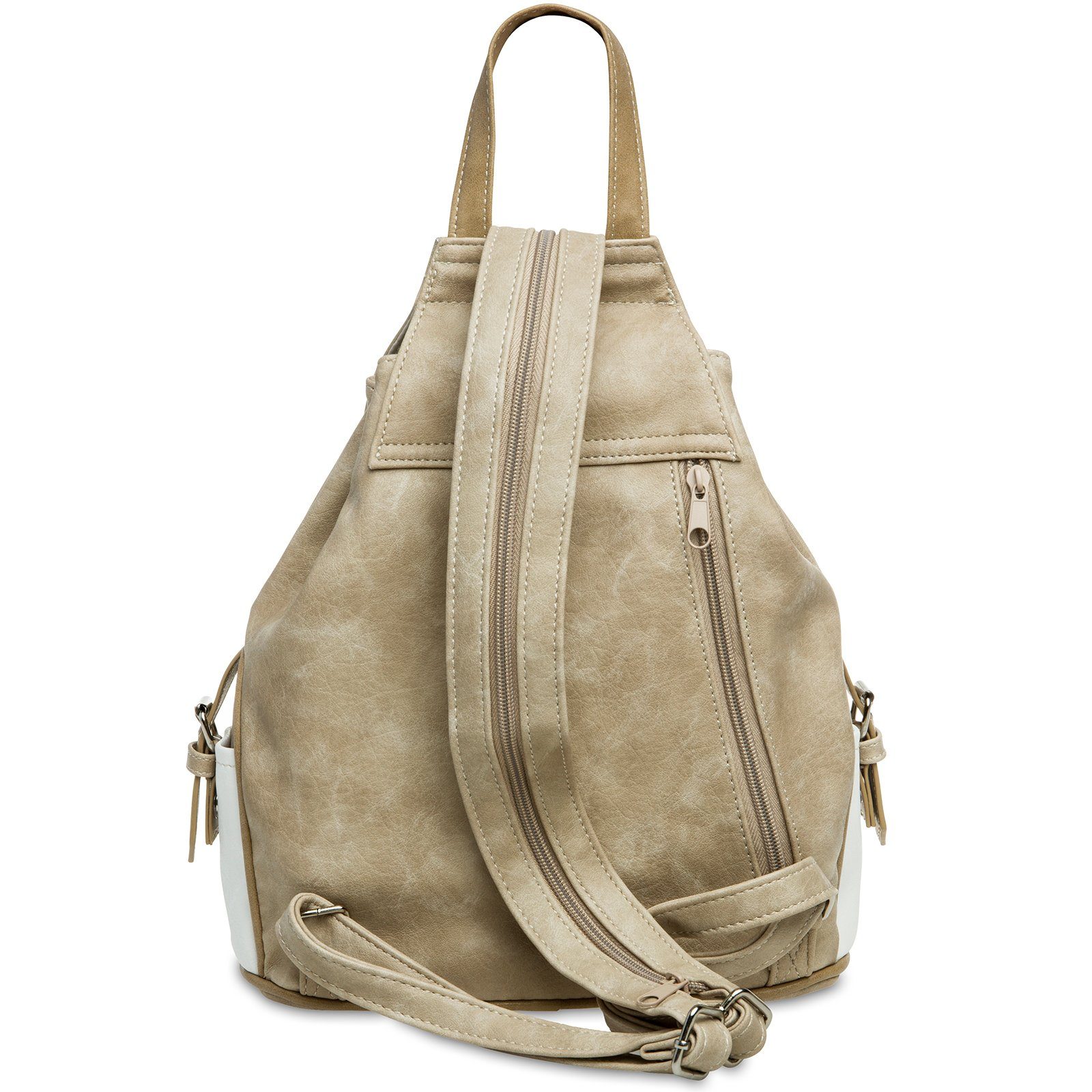 - Modelle Umhängetasche Rucksack TS1028 weiß Umhängetasche Damen diverse Tasche #15117 Rucksack Handtasche Caspar beige