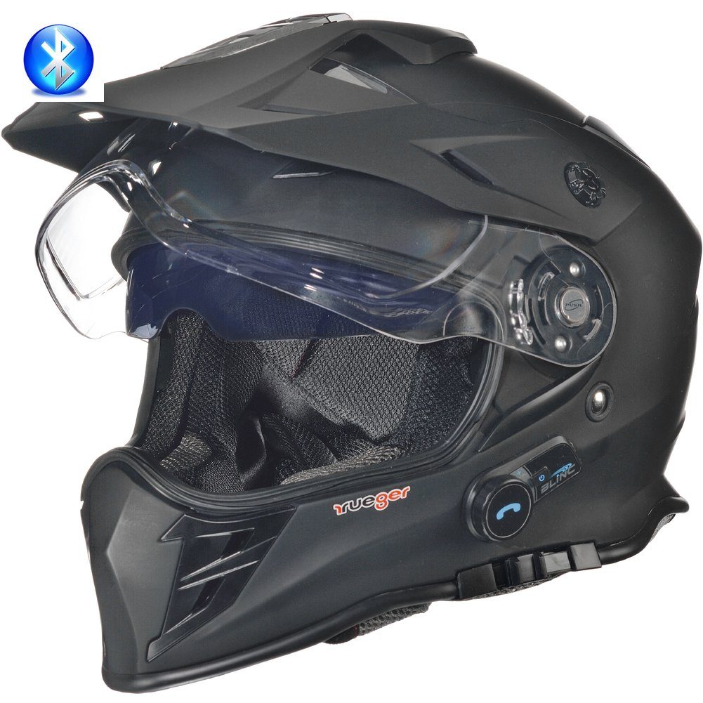 Motorradhelm RX-968 COM Bluetooth Crosshelm Integralhelm Quad Cross Enduro Motocross Offroad Helm PinlockRX-968COM MattSchw S