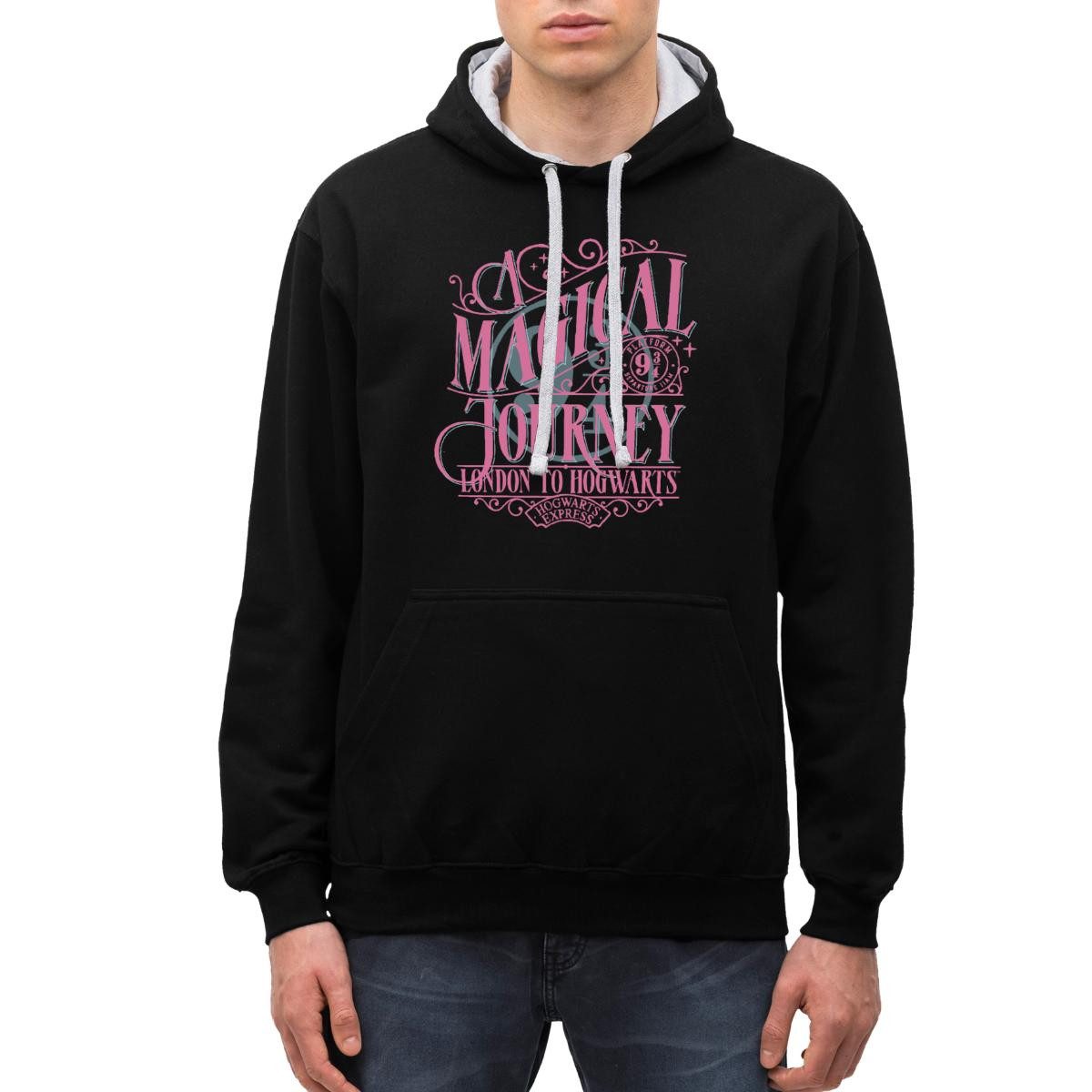 Spreadshirt Hoodie Harry Potter Gleis 9 ¾ Design In Rosa & Blau Unisex Kontrast Hoodie (1-tlg)