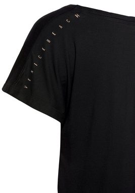 Venice Beach Kurzarmshirt mit bedrucktem Einsatz am Saum, T-Shirt, lockere Passform