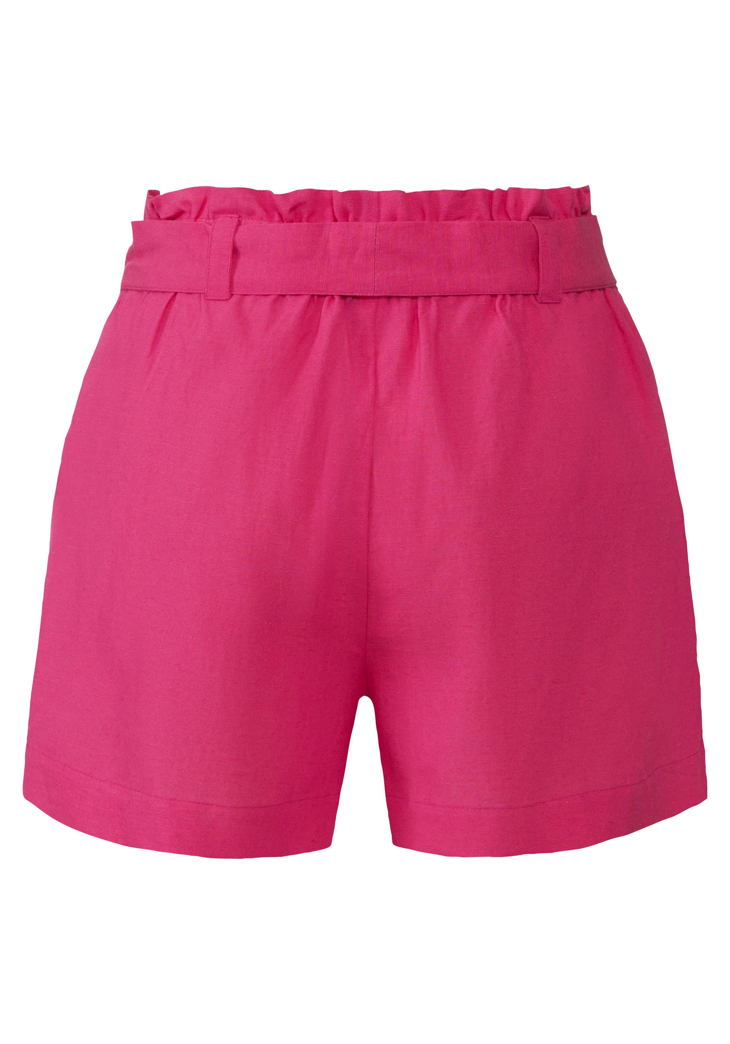 LASCANA Shorts (mit Leinenmix im Paperbag-Stil aus Bindegürtel) pink