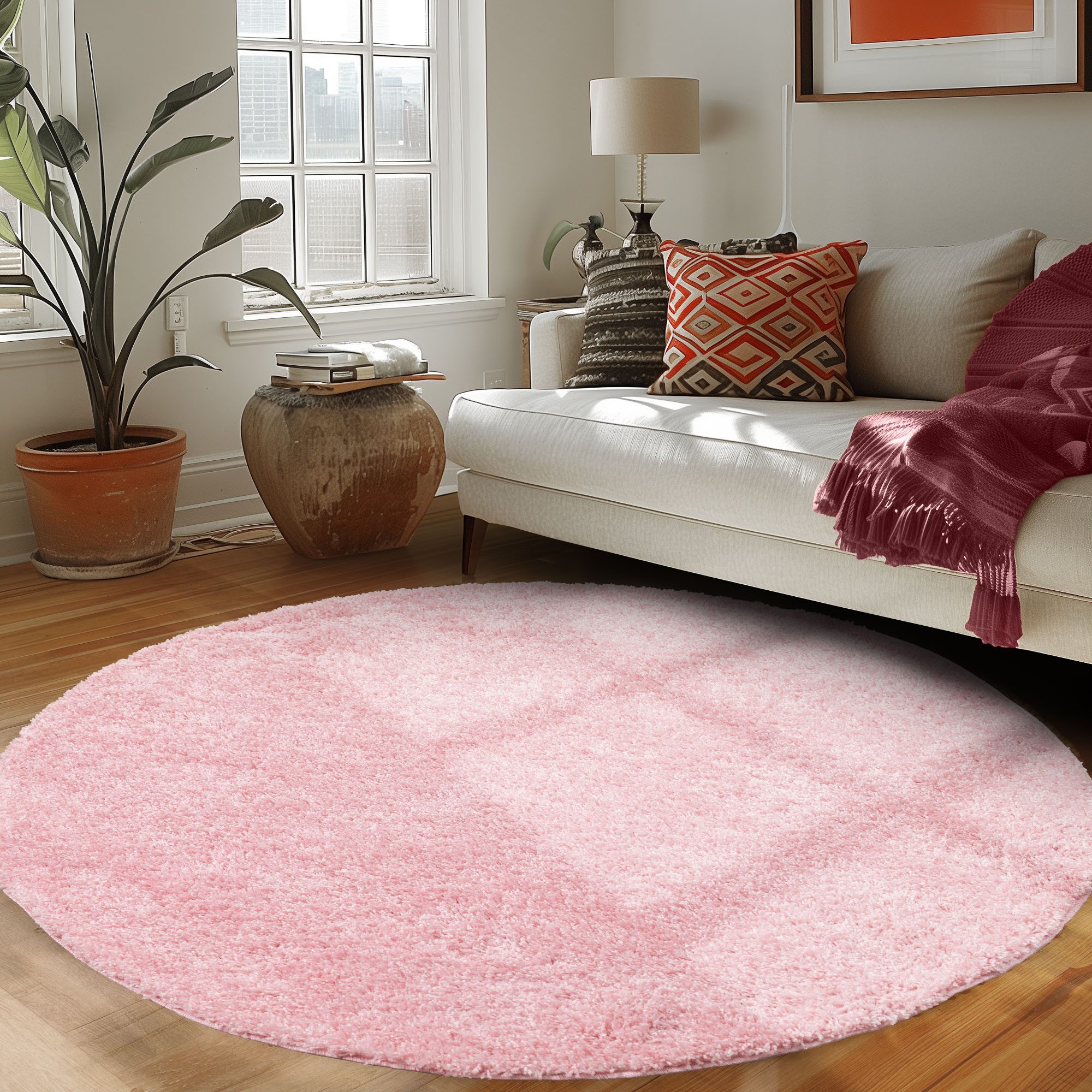 Carpettex Hochflor-Teppich Unicolor - Einfarbig, Rund, günstig online kaufen