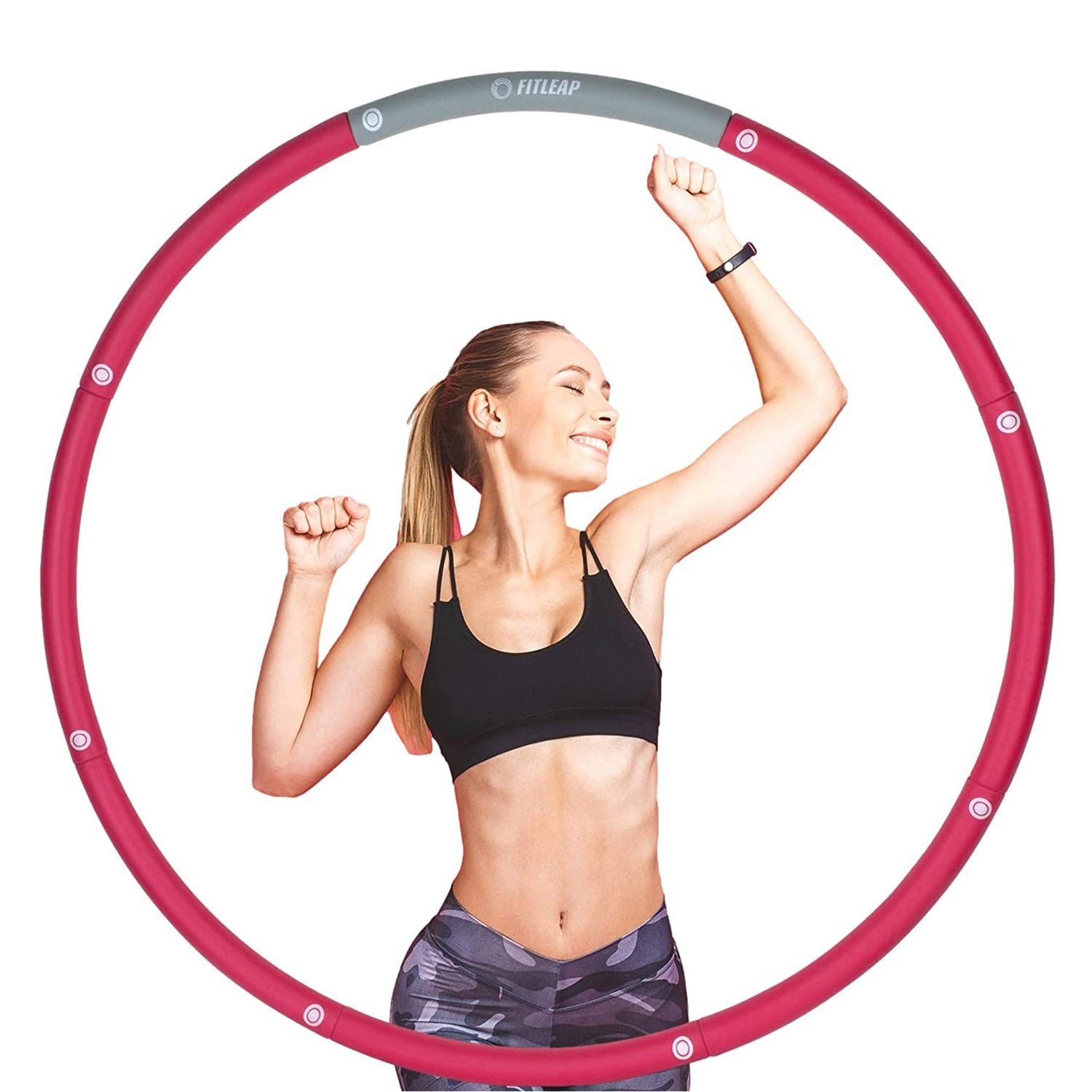 Fitleap Hula-Hoop-Reifen Fitness und Massage, Hula Hoop Reifen für Erwachsene und Kinder, 8 Se…
