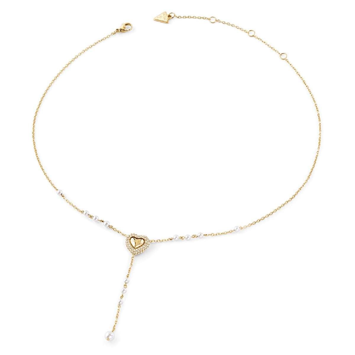 Guess Kette mit Anhänger JUBN06007JWYGT/U, für Damen Pavé Herz Y Goldfarben