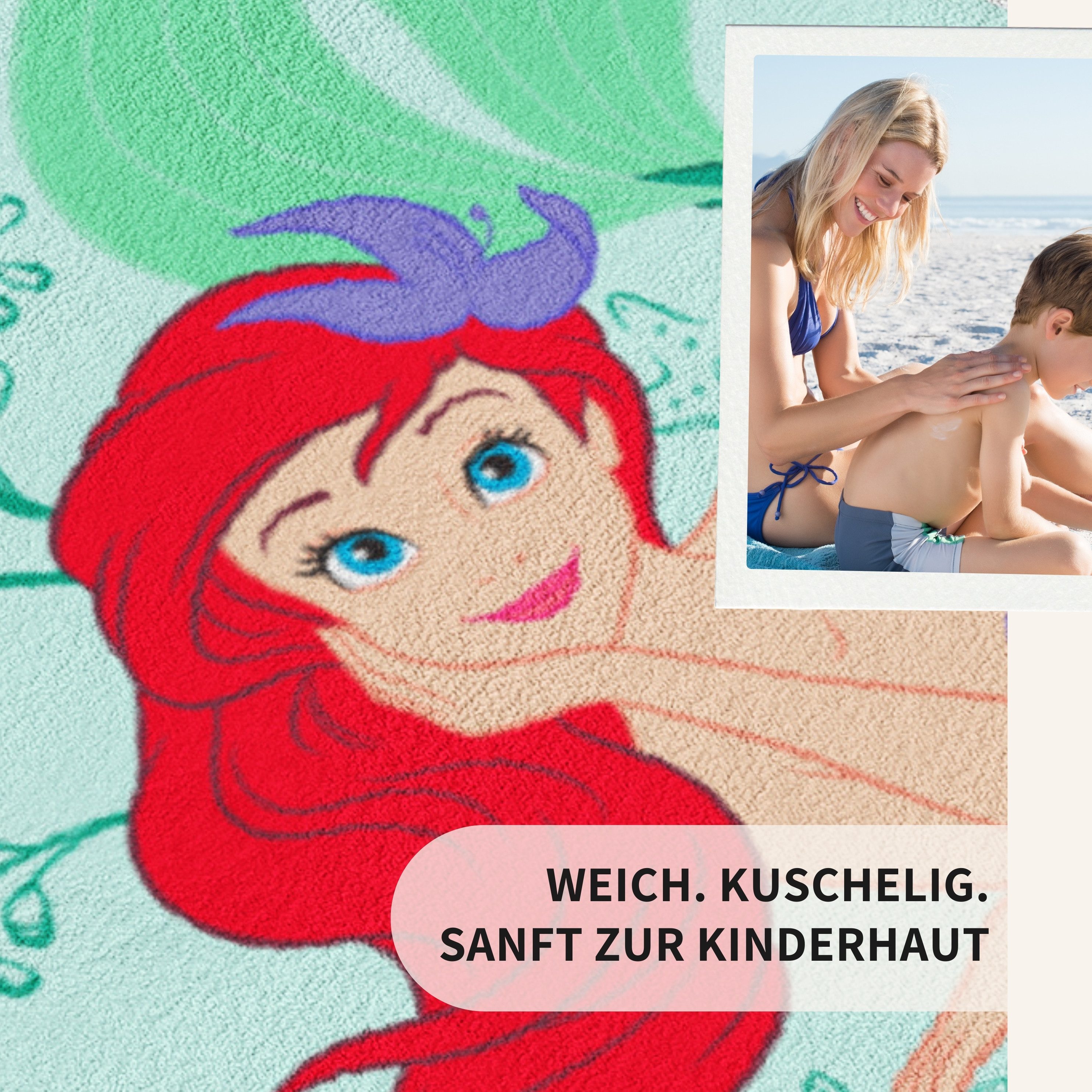 MTOnlinehandel Badetuch Arielle Meerjungfrau 70x140 cm, 100% Baumwolle (1-St), Strandtuch Disney's Mermaid Prinzessin