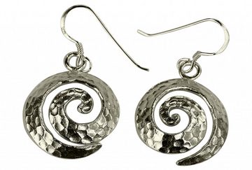 SILBERMOOS Paar Ohrhänger Gehämmerte Ohrhänger "Spirale", 925 Sterling Silber