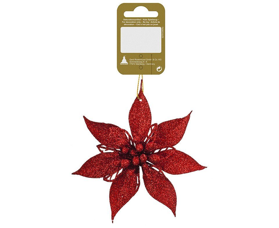 Trend Line Weihnachtsfigur Weihnachtsanhänger Poinsettia-Blüte rot 12 cm