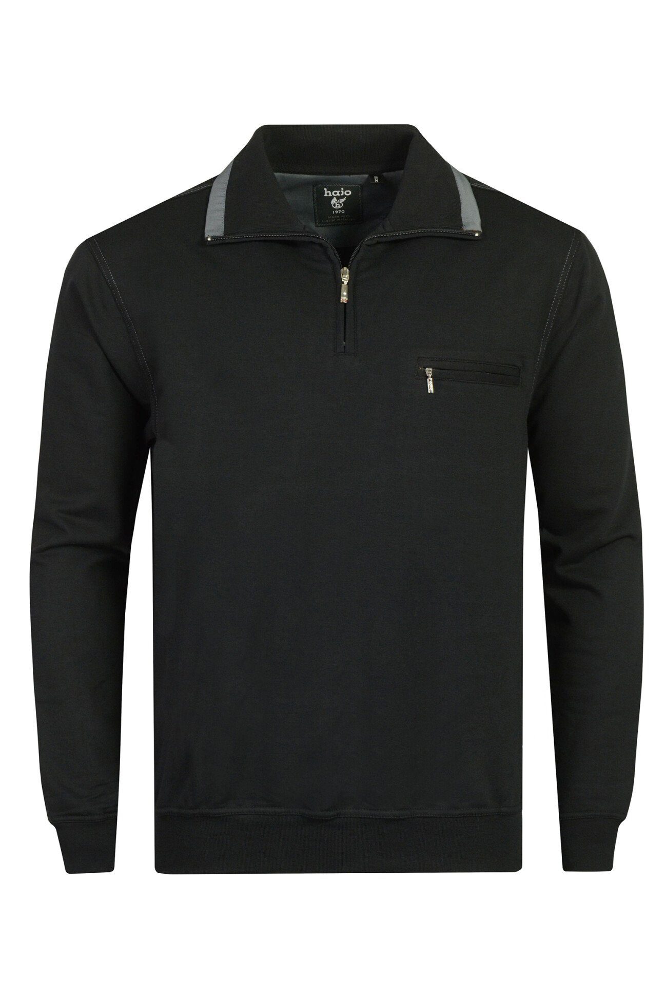 Hajo schwarz Sweatshirt Fresh-Premiumqualität, hautsympathisch, atmungsaktiv Stay 20023