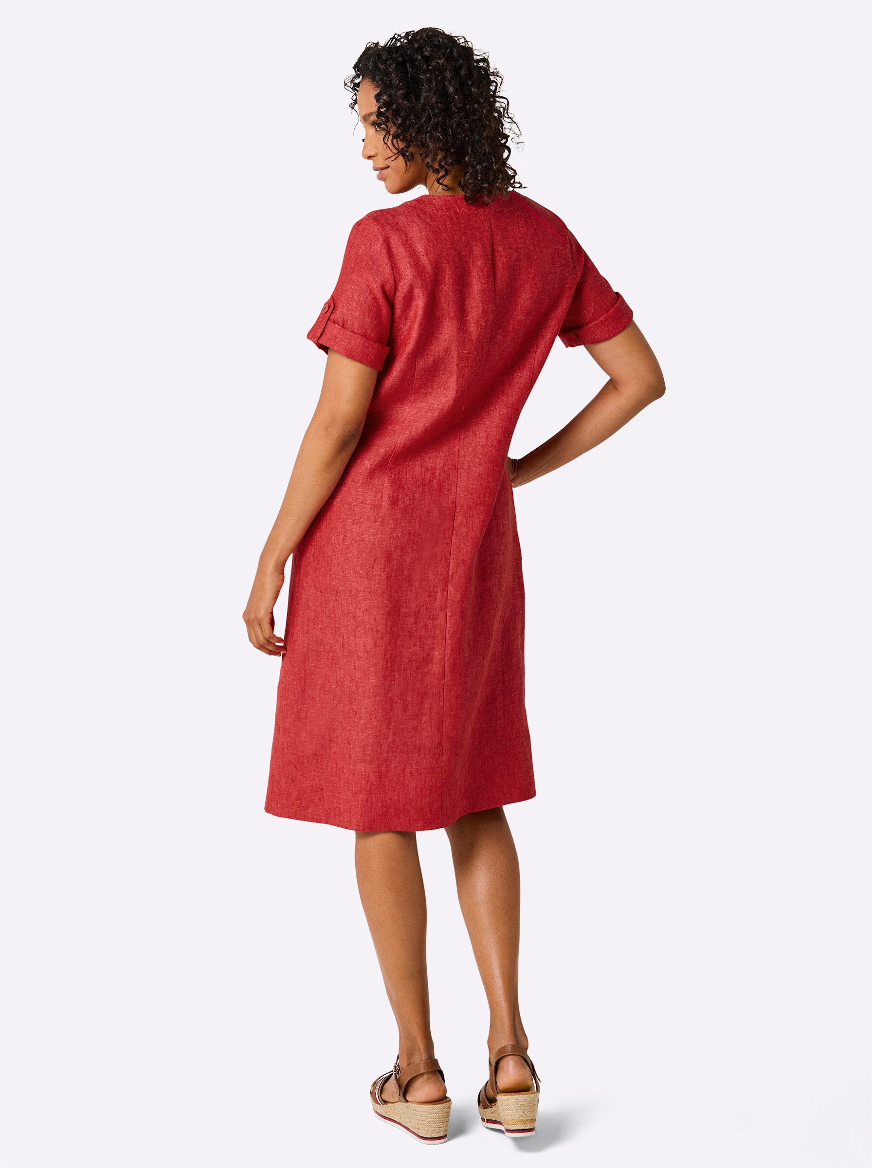 creation L Etuikleid Leinen-Kleid Kurzarm