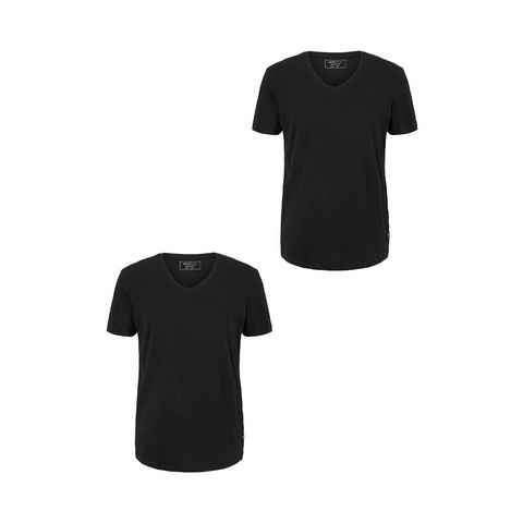 TOM TAILOR T-Shirt 2-er Set Basic T-Shirt (2-tlg) 5553 in Schwarz