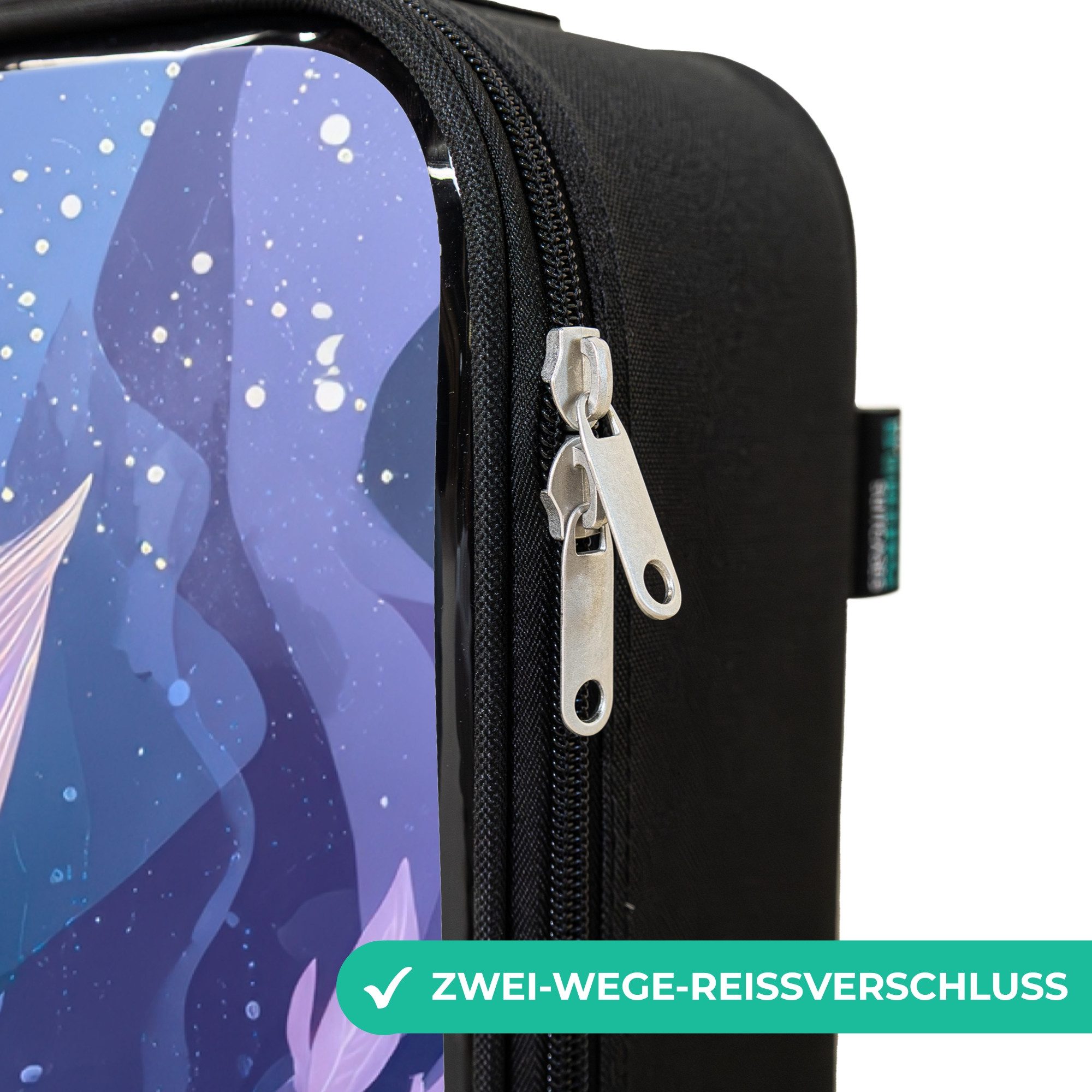 NoBoringSuitcases.com© Kinderkoffer mit leuchtende Räder - Meerjungfrau - Unterwasser - Lila - Blau, 2 Rollen, Kinder Koffer Klein, Trolley Handgepäck, Reisekof – Bild 4 von 5