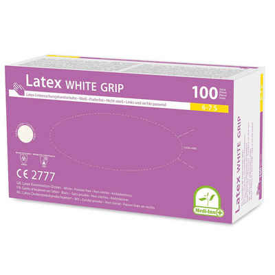 PAPSTAR Latexhandschuhe 100er Pack Latexhandschuhe WHITE GRIP puderfrei Gr. S