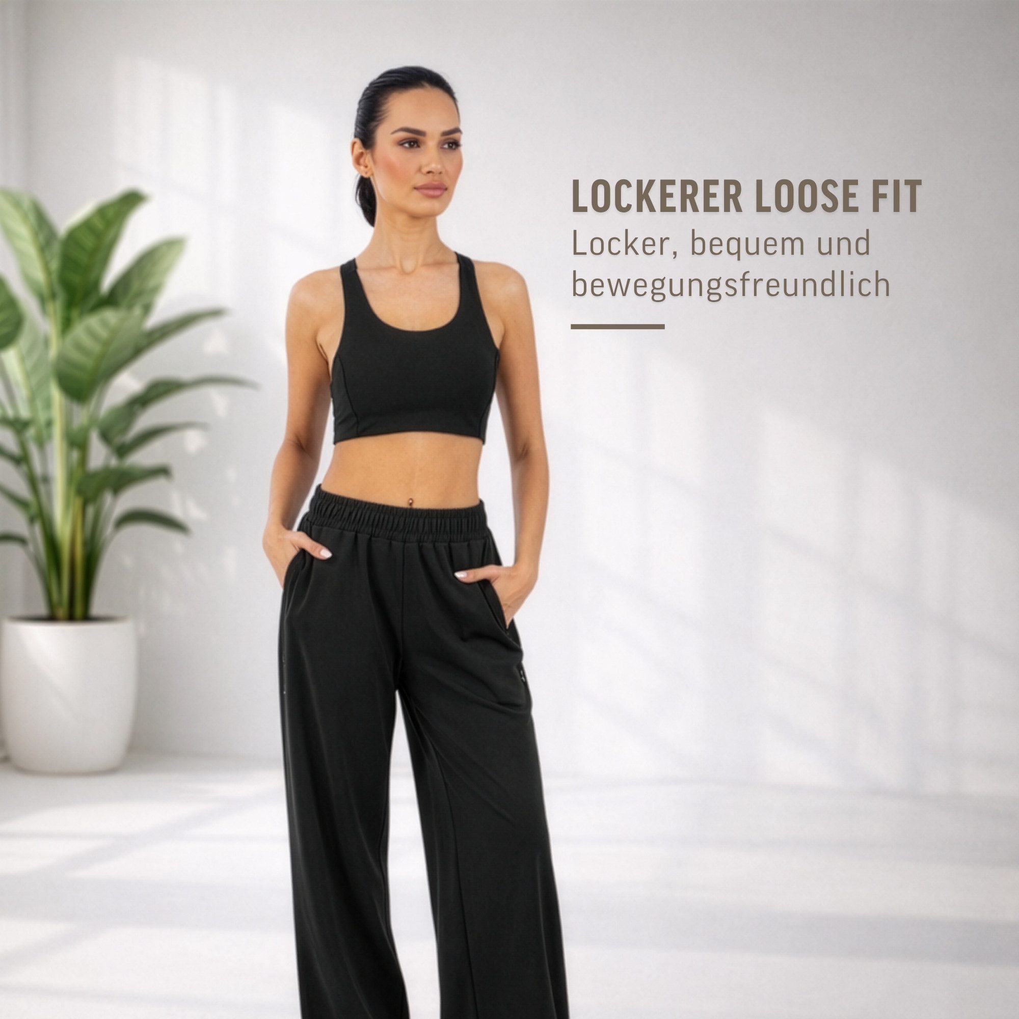 Smilodox Jogginghose Jora, Loose Fit Damen, Trainingshose mit High-Waist & Wide-Leg weiches Material, weites Bein, Baggy Fit, Gym & Homewear