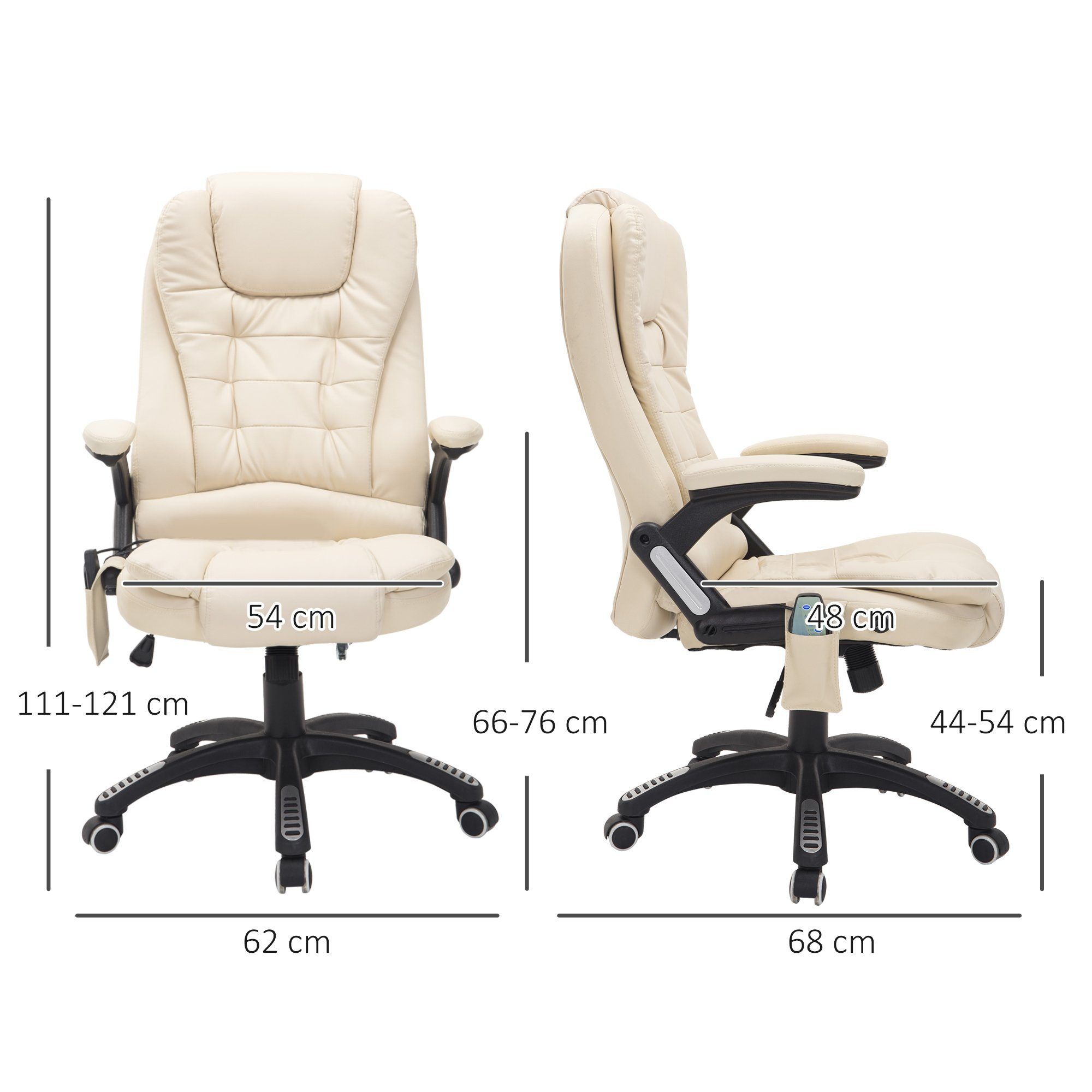 HOMCOM Schreibtischstuhl Bürostuhl mit Massagefunktion, mit Wärmefunktion, Chefsessel (Massagesessel, 1 St), für Wohnbereich, Cremeweiß