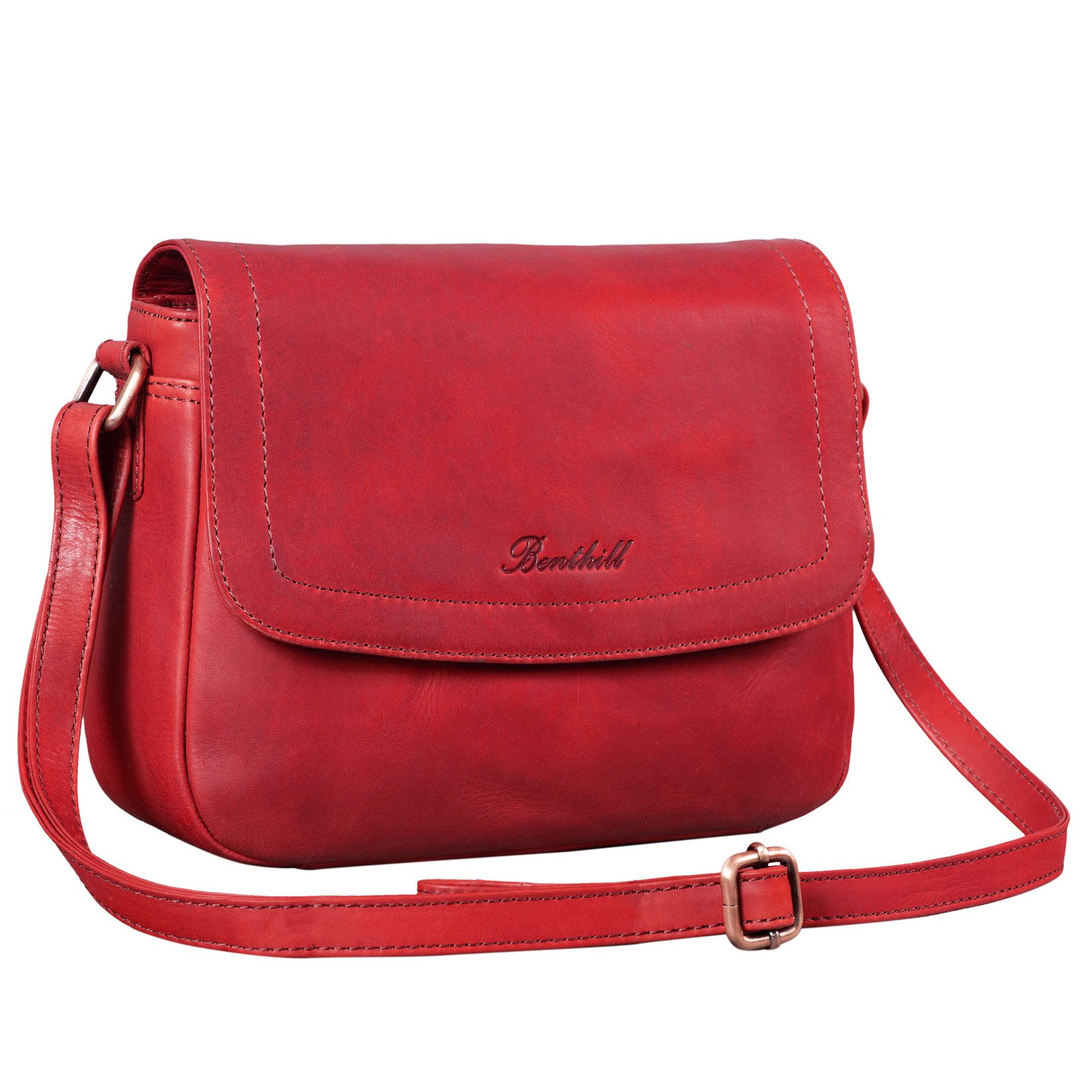 Benthill Umhängetasche Damen Echt Leder Handtasche Umhängetasche Schultertasche Vintage Bag, Schultergurt / Umhängegurt Reißverschlussfach