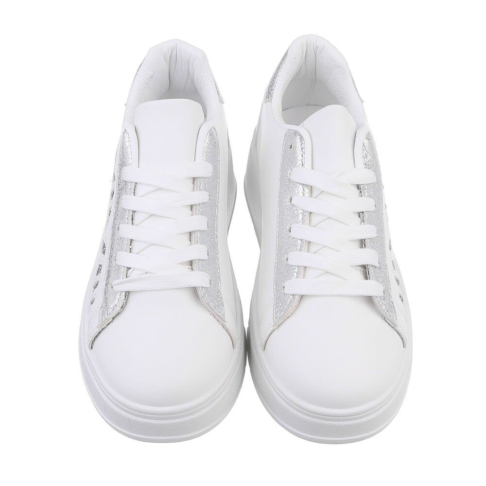 Ital-Design Damen Low-Top Freizeit Sneaker (85255473) Flach Sneakers Low in Weiß