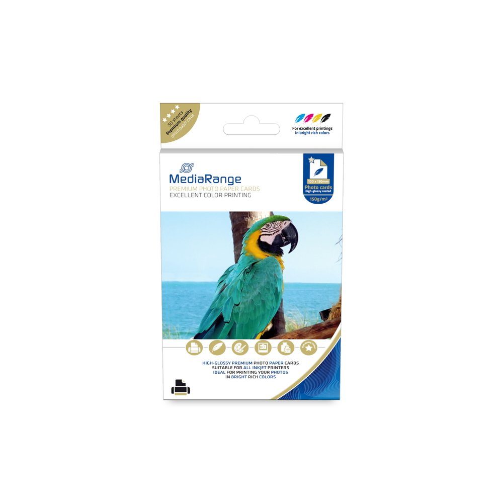 Mediarange Fotopapier 50 Blatt Fotopapier DIN A6 high glossy glänzend einseitig 150 g/m²