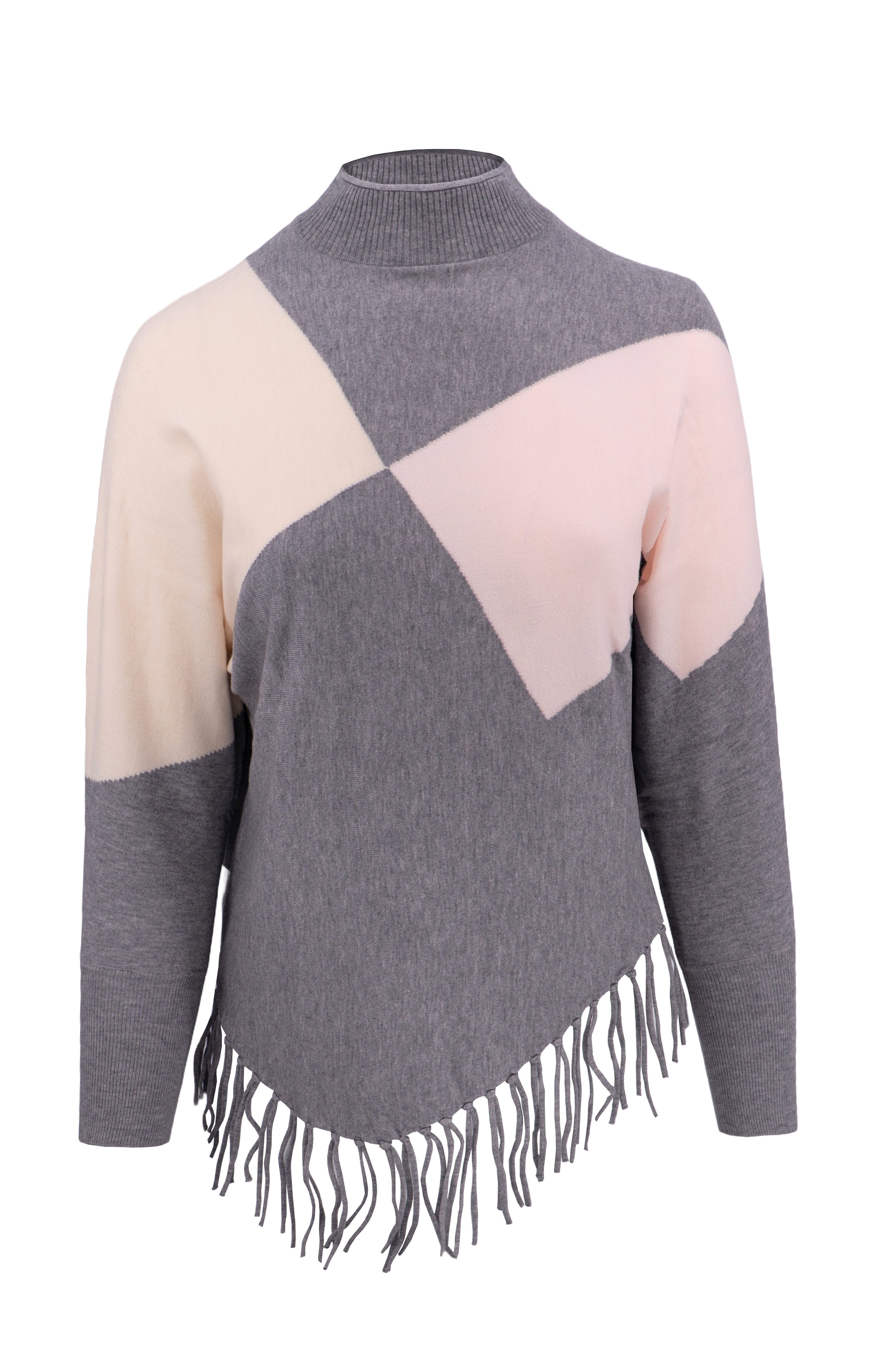 Passioni Strickpullover mit asymmetrischem Saum mit Fransen günstig online kaufen