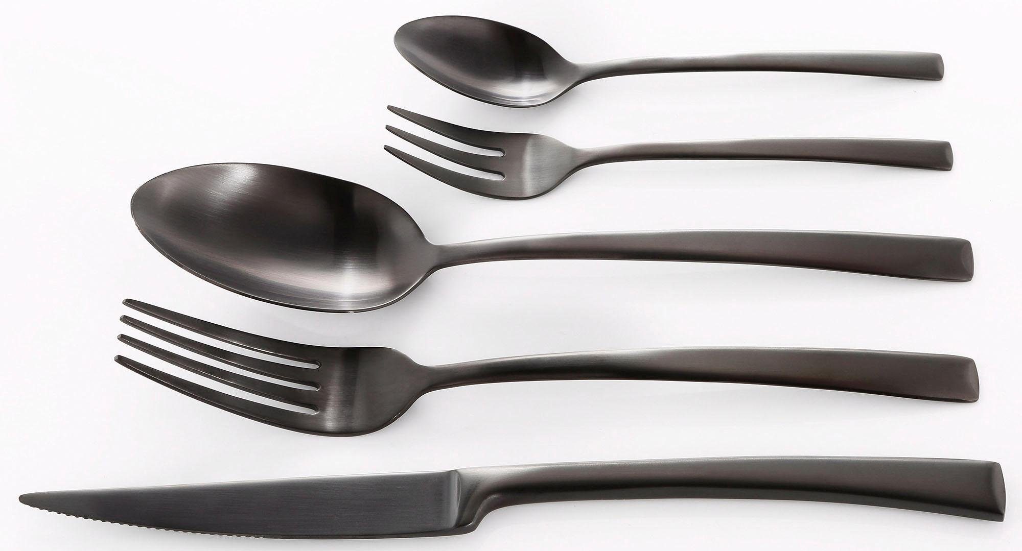 ECHTWERK Besteck-Set Avelino Black Edition (30-tlg), 6 Personen, Edelstahl 18/10, Tafelbesteck, mattiert, Geschenkkassette