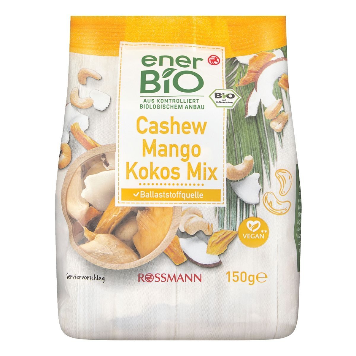 enerBIO Nüsse Cashew Mango Kokos Mix, 150 g