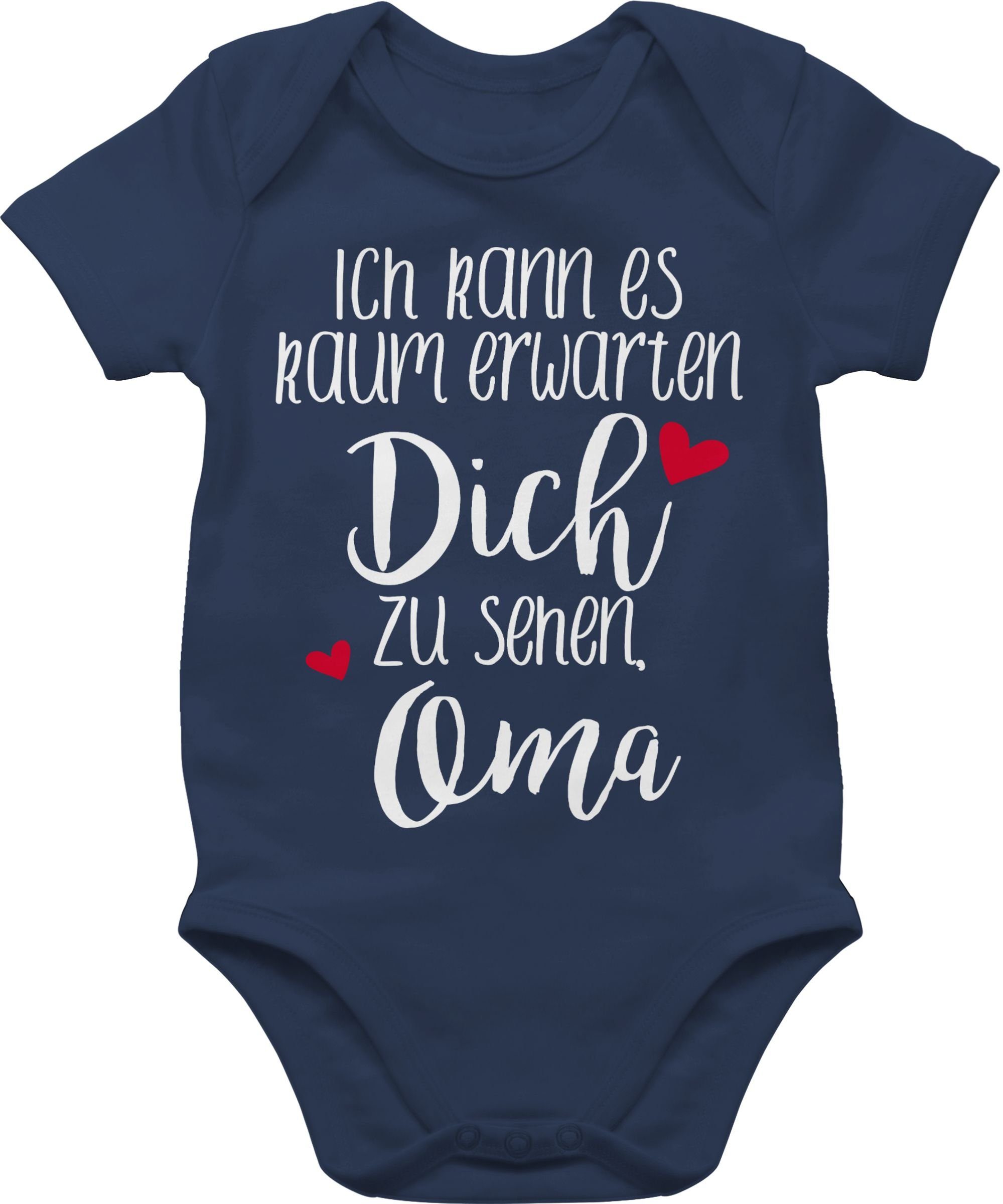 Shirtracer Shirtbody Ich kann es kaum erwarten dich zu sehen, Oma - weiß Strampler Baby Mädchen & Junge 1 Navy Blau