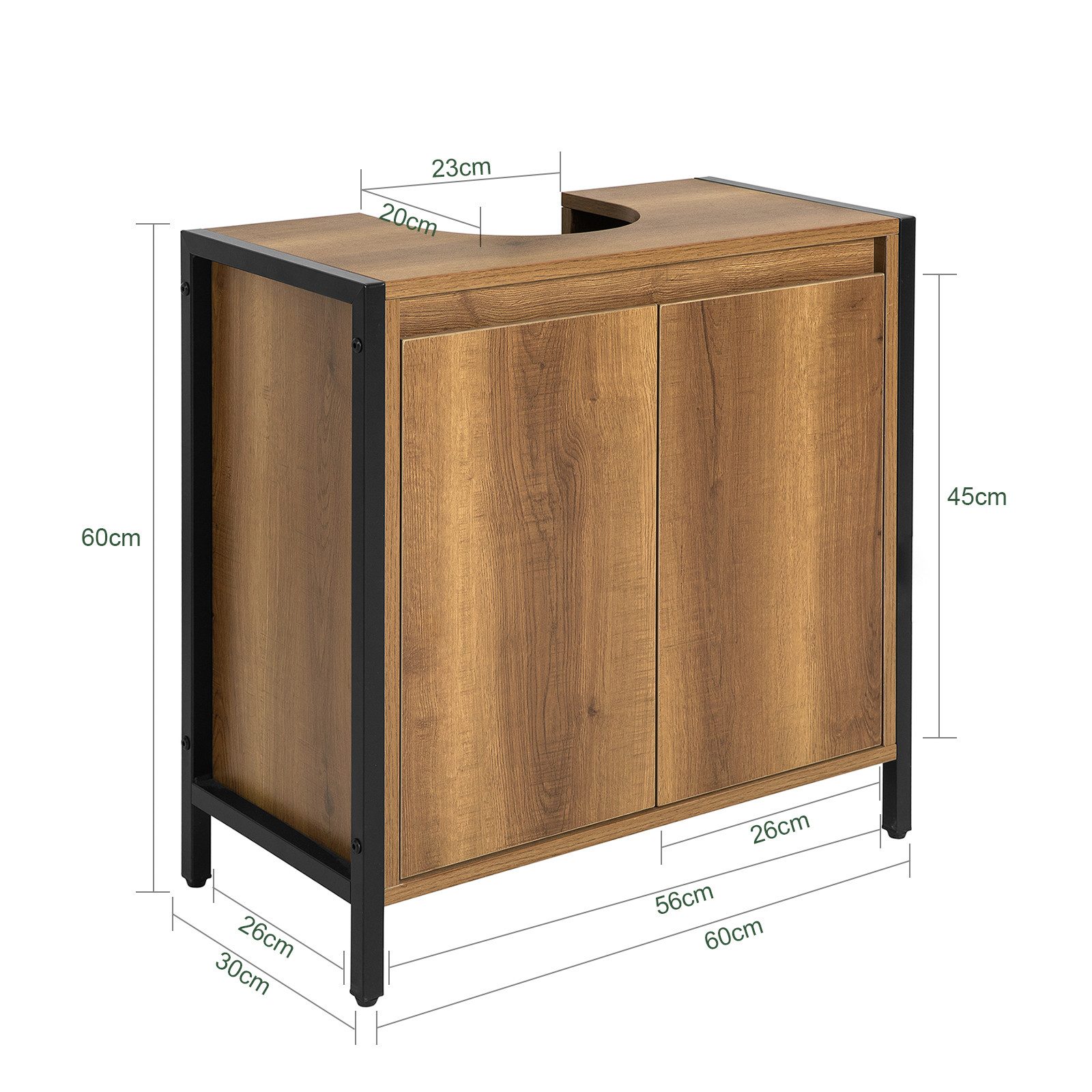 SoBuy Waschbeckenunterschrank BZR63, Waschtischunterschrank Badunterschrank, Industrial-Stil Badschrank Waschtisch Unterschrank Badmöbel Vintage – Bild 3 von 5