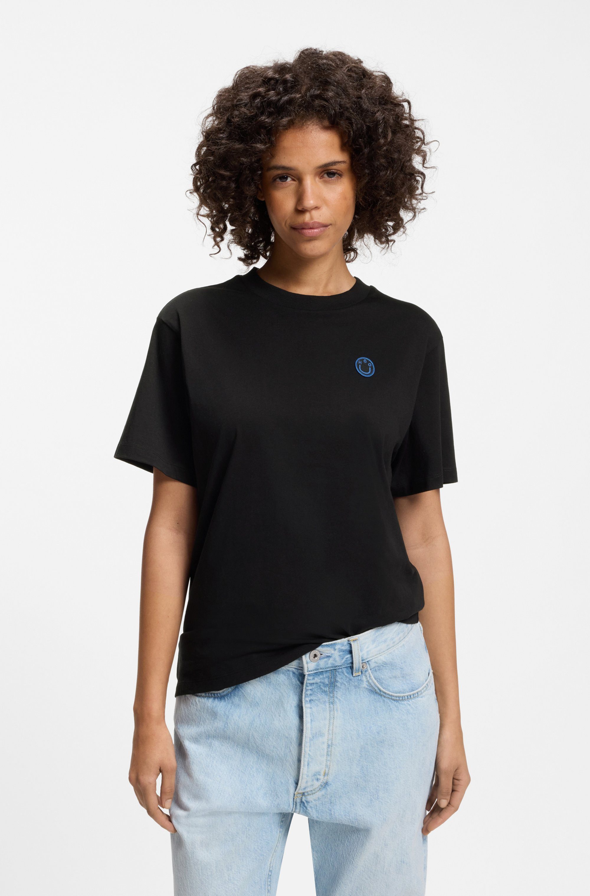 HUGO Blue T-Shirt Vintage Tee mit Logo-Badge