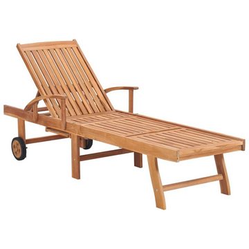 vidaXL Gartenliege Sonnenliegen 2 Stk. mit Auflagen Grün Massivholz Teak, 2 St.