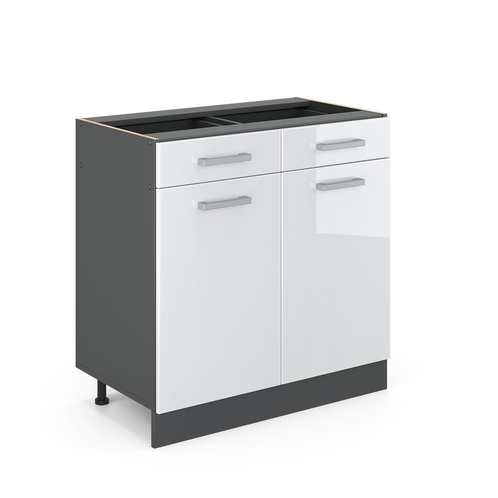 Vicco Unterschrank R-Line, Weiß Hochglanz/Anthrazit, 80 cm ohne Arbeitsplatte (1-St)