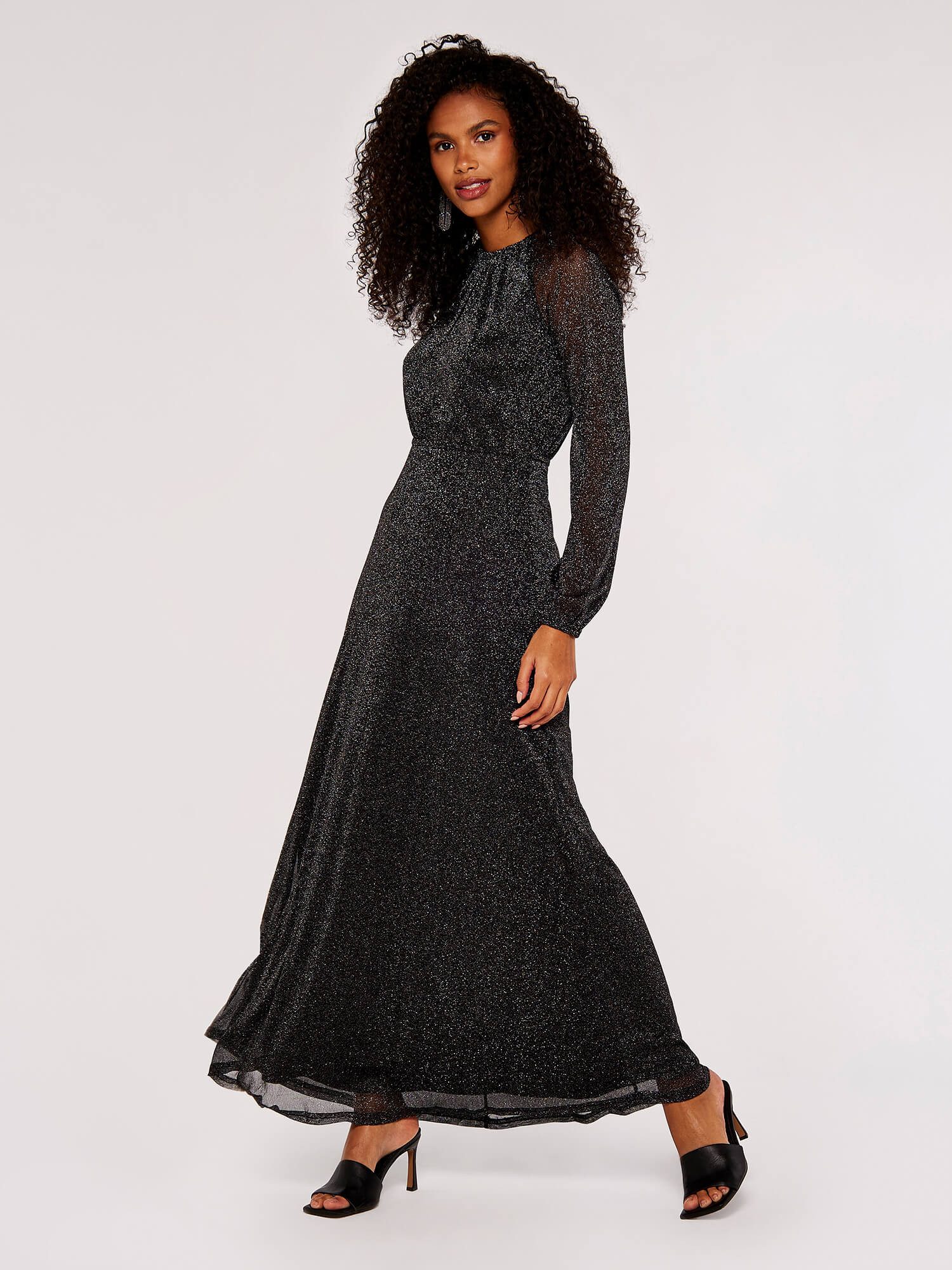 Apricot Partykleid Lurex Mesh Maxikleid, mit günstig online kaufen