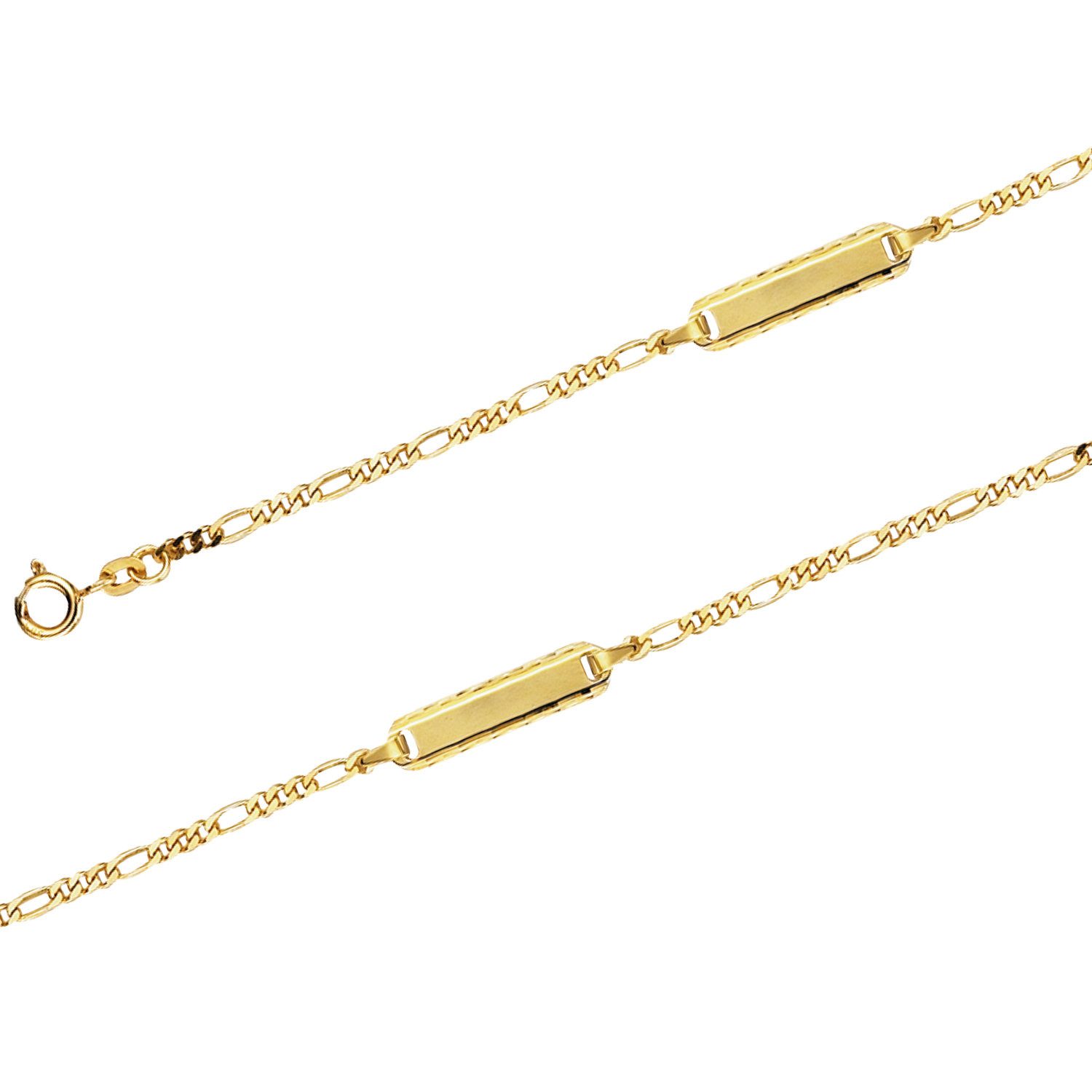 Goldkette JB Damen ID Goldarmband Figaro Diamantiert 2,1 mm 333 - 8 K 14 cm