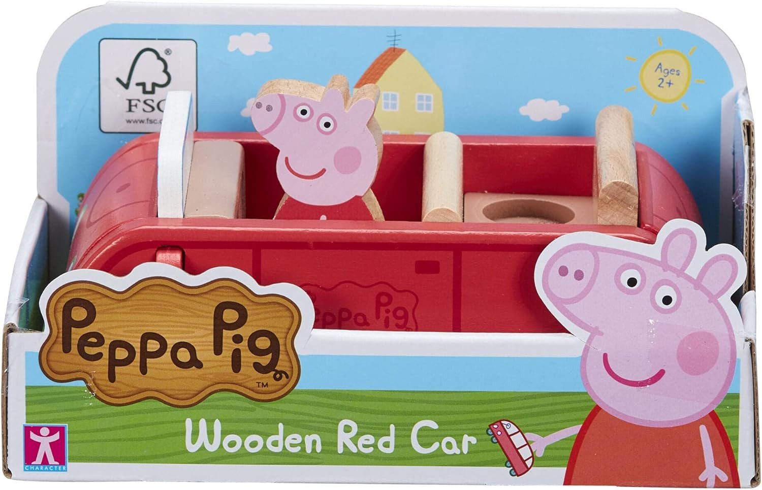 BOTI Spiel BOTI Peppa Pig Holz-Familienauto - Schiebespielzeug für Kleinkinder ab