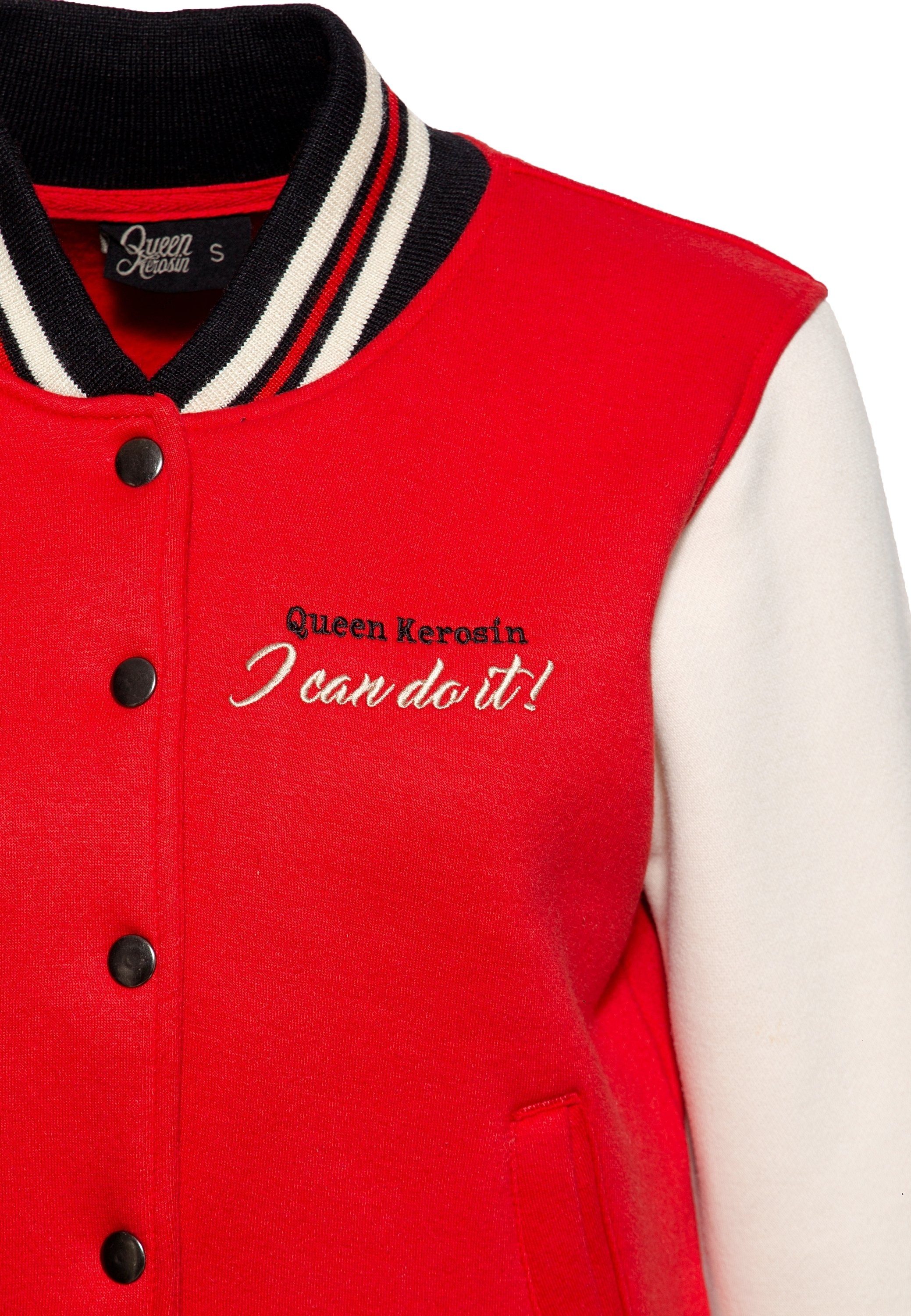 QueenKerosin Collegejacke I Do It! Can mit Vintage-Stickerei