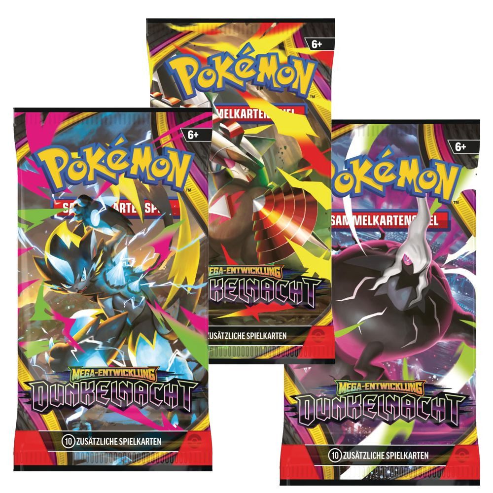POKÉMON Sammelkarte Dunkelnacht 3 Booster-Packs Pokemon Sammel-Karten deutsch