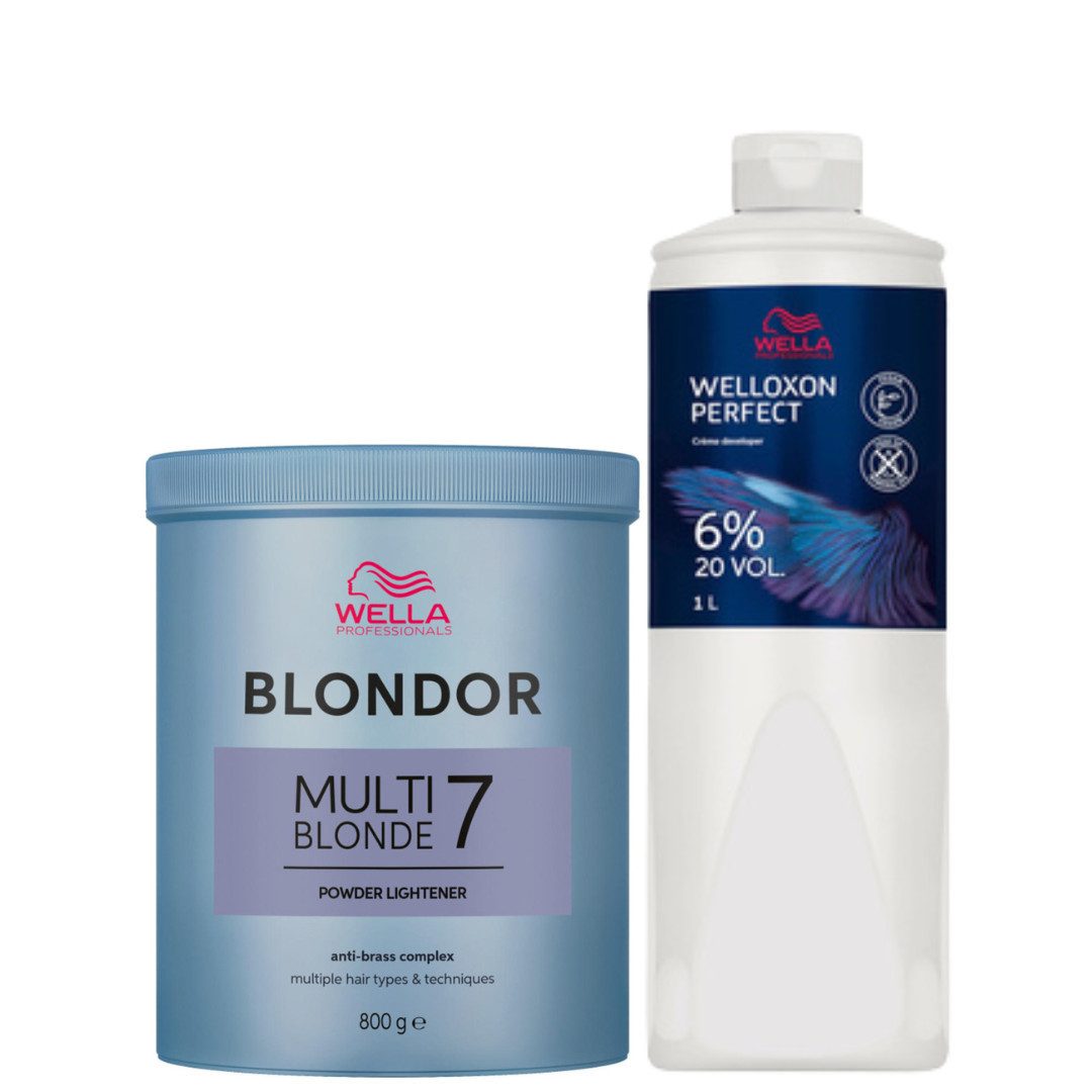 Wella Professionals Blondierpulver Blondor Multi Blonde 7 800g + Welloxon Perfect Entwickler 1L