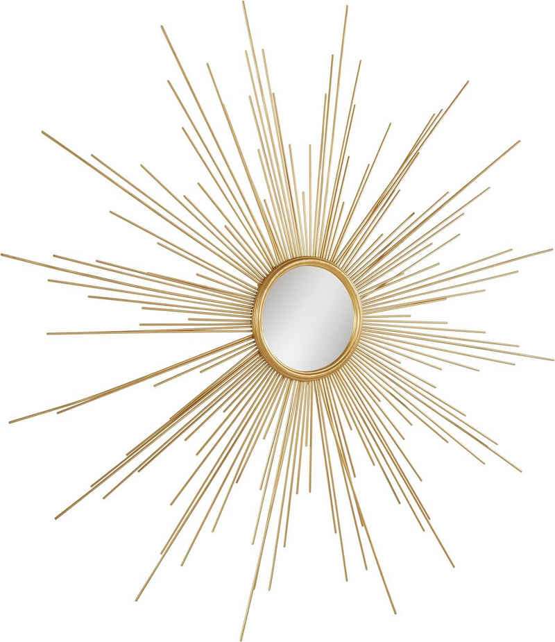 Leonique Dekospiegel »Sonne, gold«, Wandspiegel, Wanddeko, rund, Ø 104 cm, aus Metall, dekorativ im Wohnzimmer & Schlafzimmer