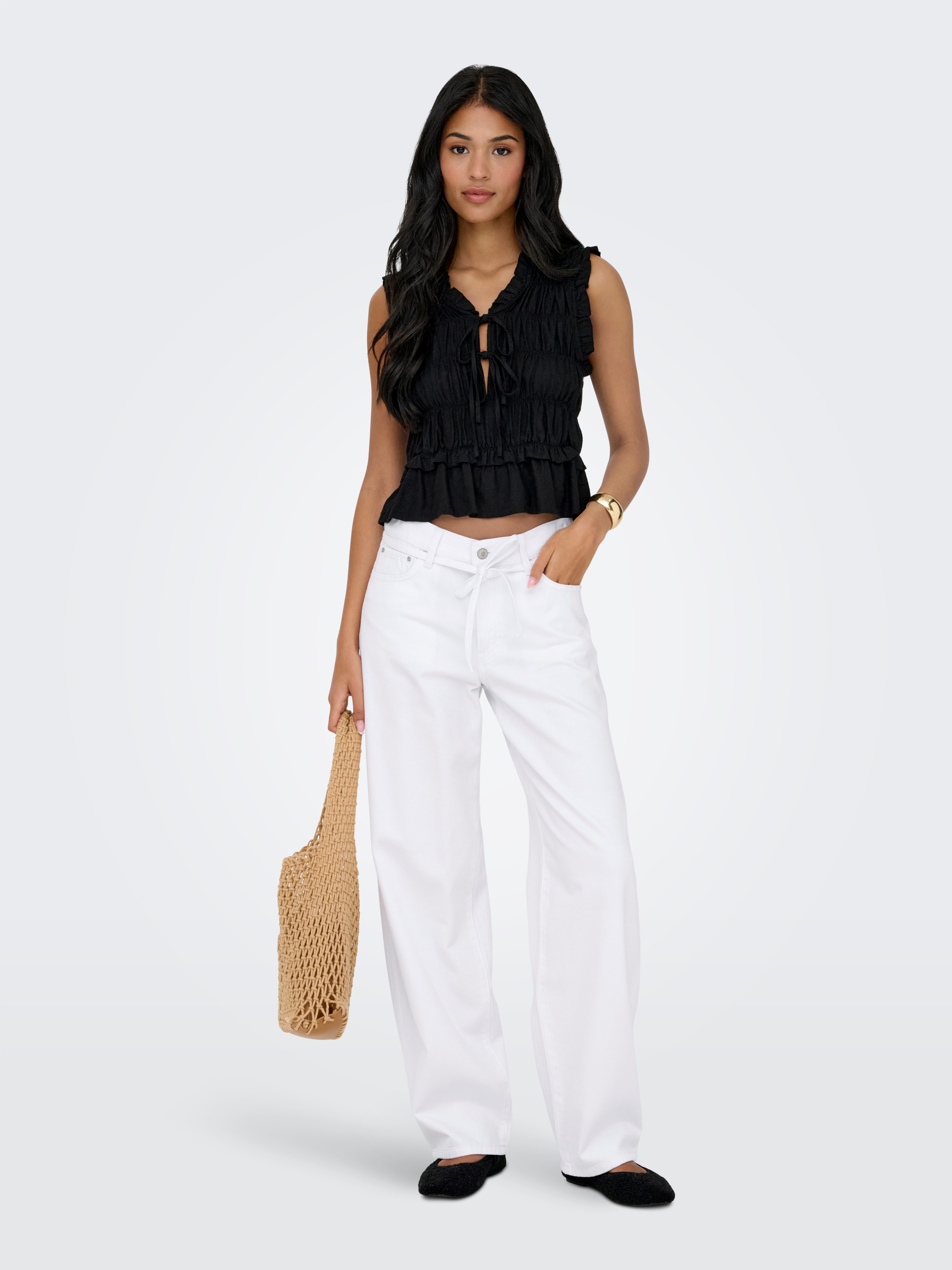 ONLY Straight-Jeans ONLGIANNA MW STRAIGHT DOT211 DNM NOOS mit Bindegürtel – Bild 4 von 5