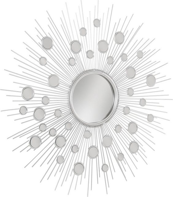 Leonique Dekospiegel »Spiegel, silber«, Wandspiegel, Sonne, rund, Ø 81 cm, mit dekorativen Spiegelelementen, Rahmen aus Metall, dekorativ im Wohnzimmer & Schlafzimmer-Otto