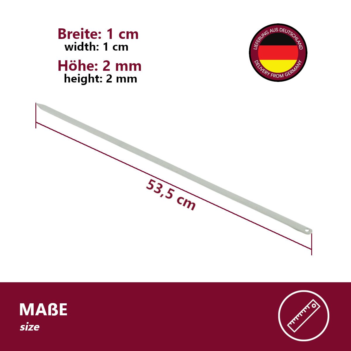 HOOZ Grillspieß Grillspieß Adana Sis 10 Stück Fleischspieß 44 cm (Set, 12-St., rostfrei), Länge 53,5 cm