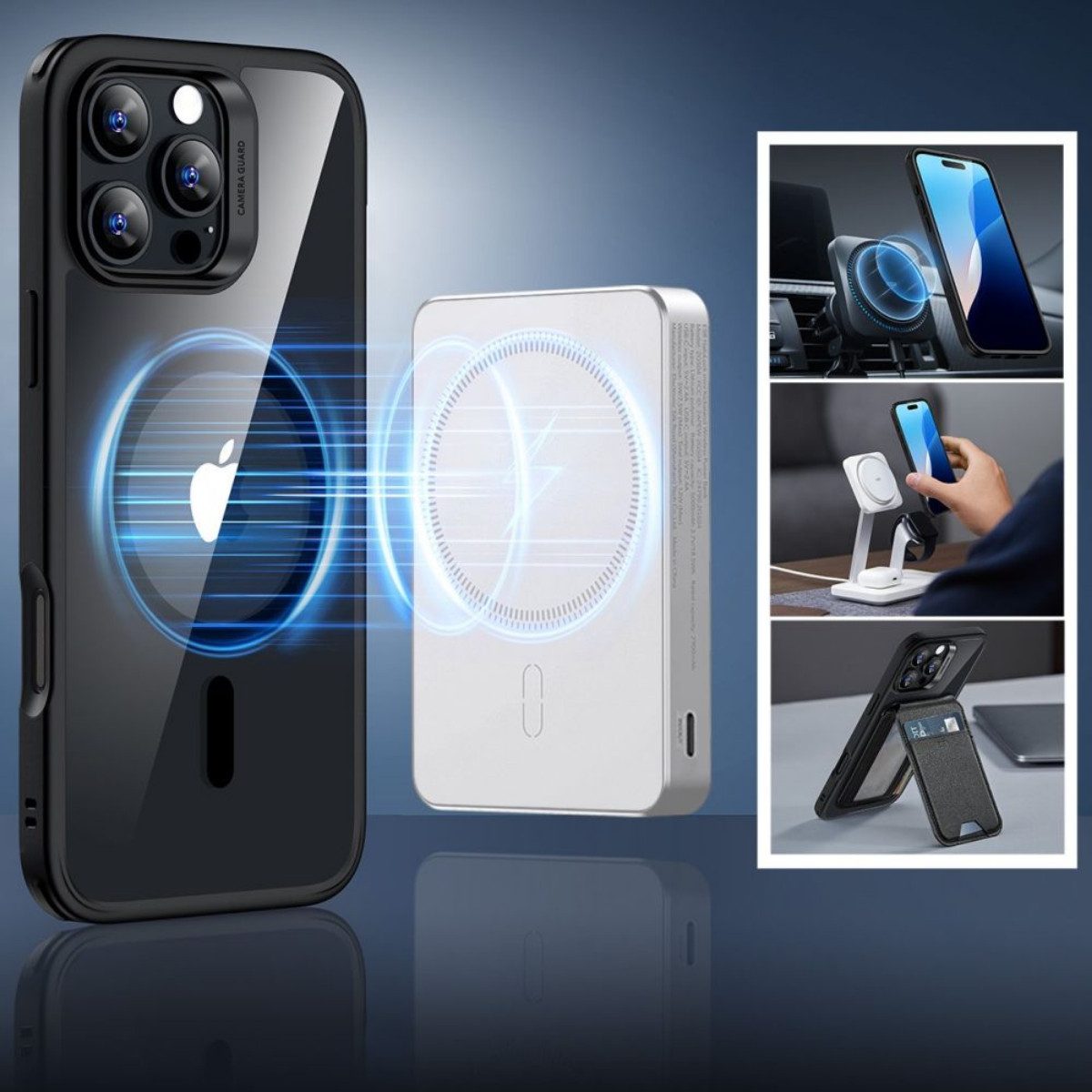 ESR Handyhülle Classic Hybrid mit Magnetfunktion Kompatibel mit iPhone 16 Pro Max 6,9, Transparente Rückseite mit Displayschutzglas und Magnetfunktion
