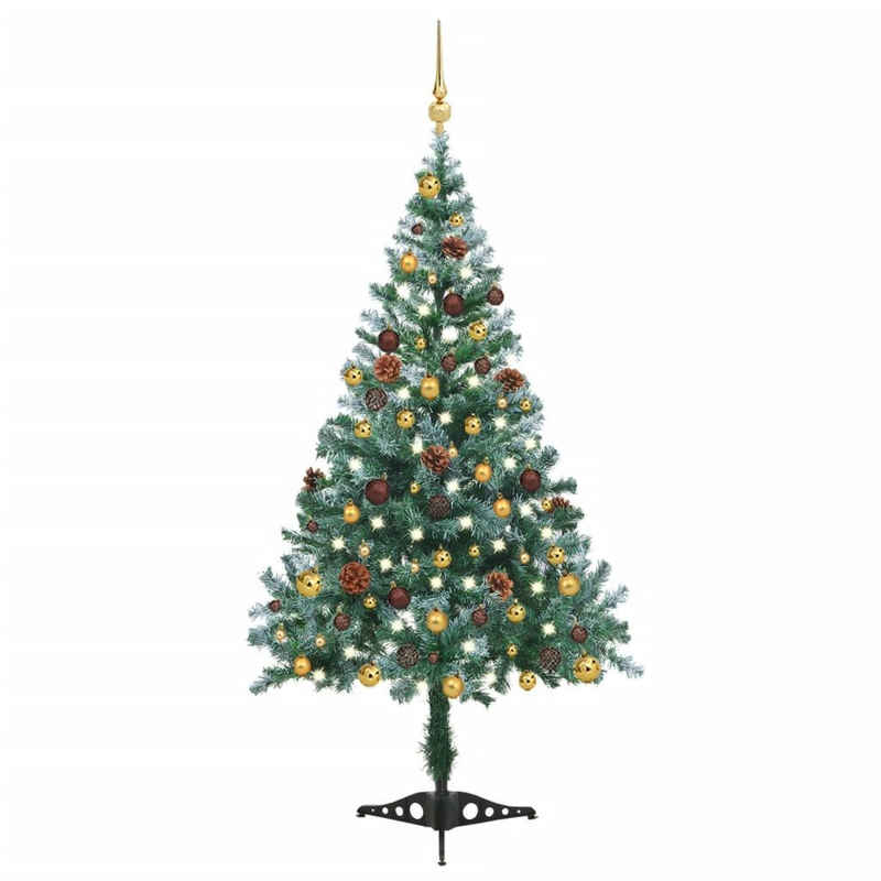 vidaXL Künstlicher Weihnachtsbaum Künstlicher Weihnachtsbaum mit Beleuchtung Kugeln Zapfen 150 cm