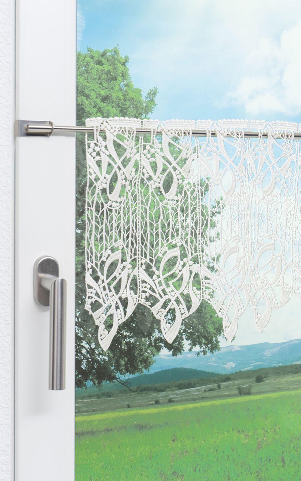 Plauener Spitze® Scheibengardine Arabeske (1 St), transparent, HxB 30x41.5cm – Bild 4 von 5