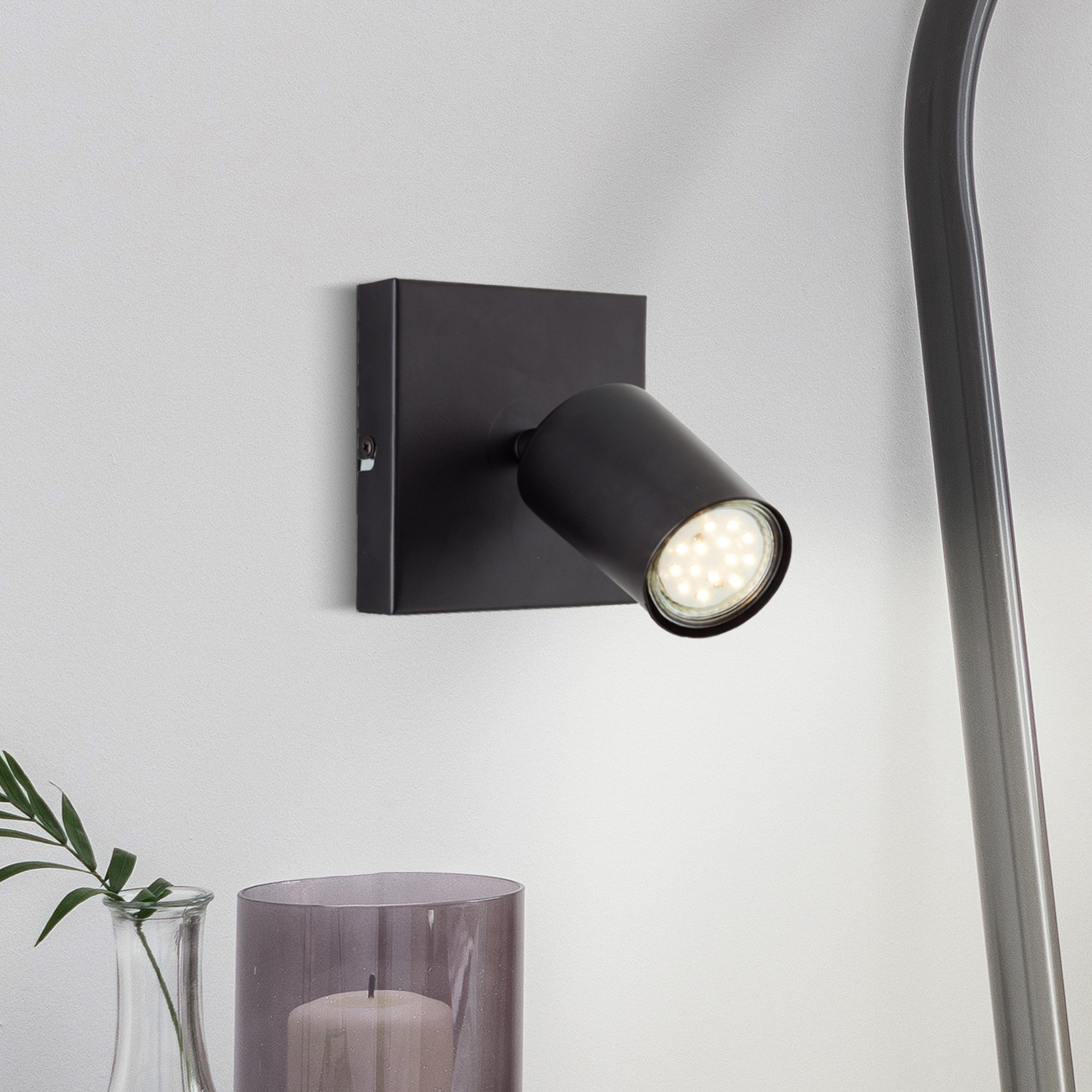 Lightbox Deckenstrahler, LED wechselbar, Warmweiß, LED Deckenspot, 12 x 12 cm, GU10, 4,5 W, 345 lm, 3000 K, schwenkbar