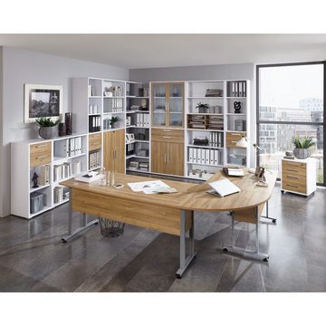 Lomadox Schreibtisch COLUMBUS-10, Büro-Winkelschreibtisch 120x120cm in Alteiche Nb. - : 200x75x200 cm