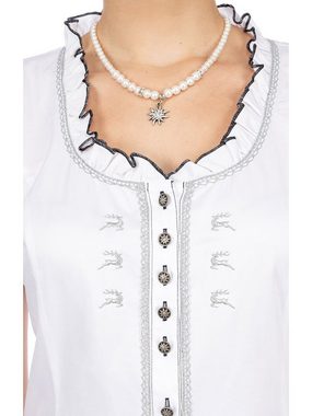 OS-Trachten Trachtenbluse Trachtenbluse Rüschenbluse TESSY weiss