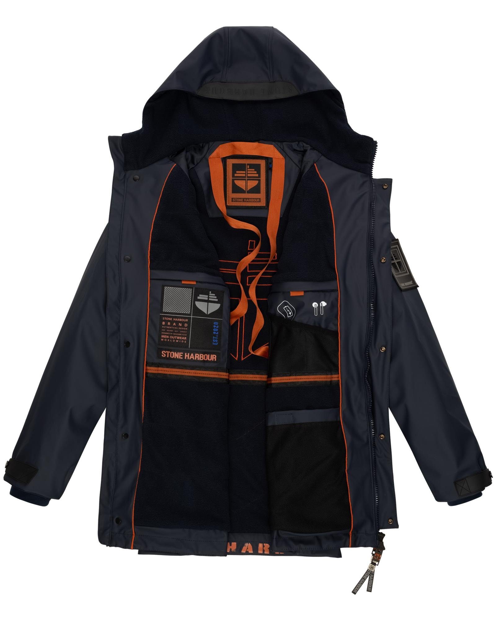 Stone Harbour Regenjacke Rihaa Gummierter Regenparka mit Fleece-Innenfutter