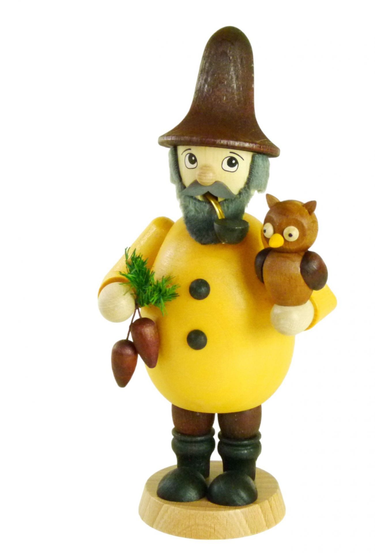 Ullrich Kunsthandwerk Фигурка курильщик Waldwichtel mit Eule farbig, Höhe ca. 17,0 cm