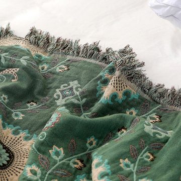 Baumwollbettdecke, Decke Bohemian Fransen gewebt Tagesdecke und Kissenbezug 200 x 230 cm, FELIXLEO